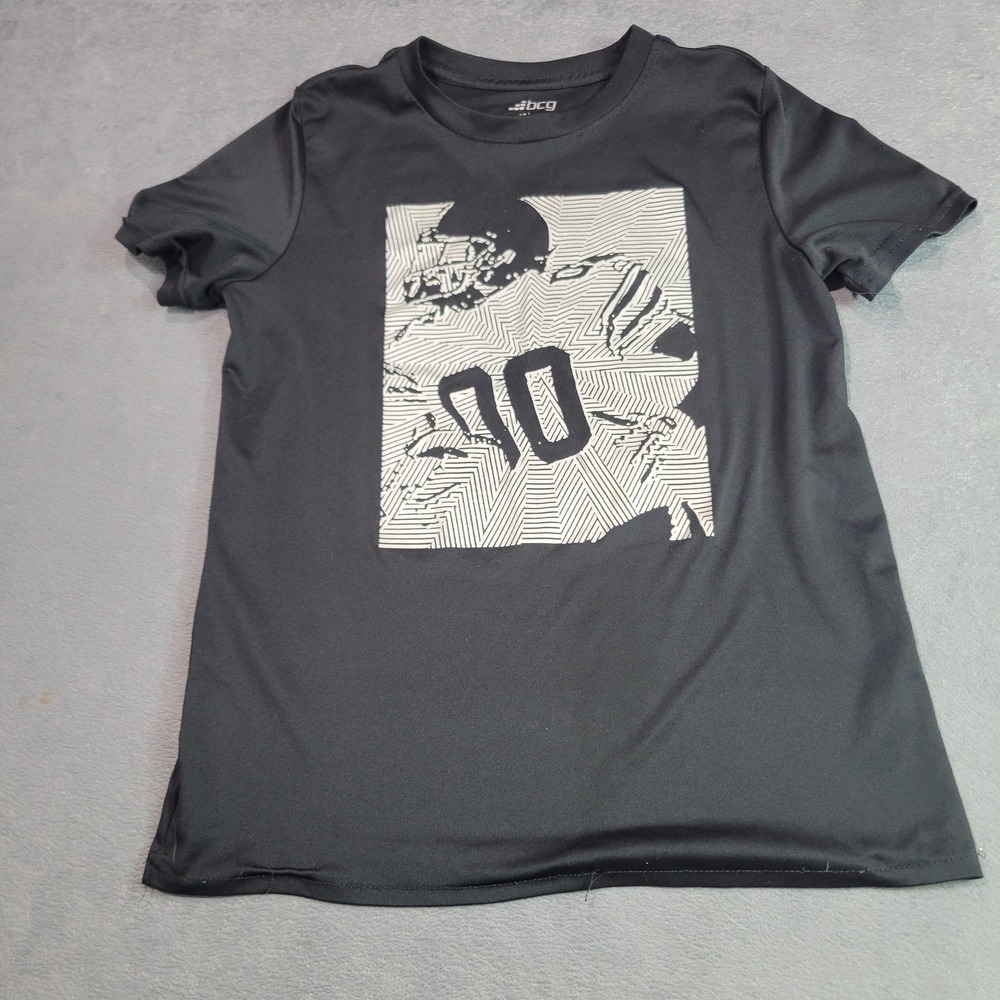 BCG Shirt Boys M 10-12 Black Football Graphic Performance Tee Activewear 183292‎